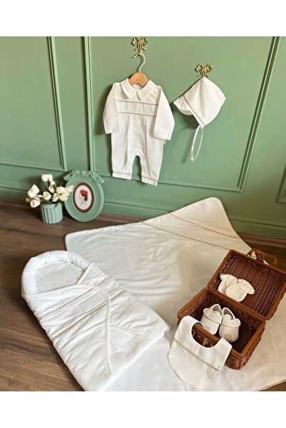 Baby day Classical Luxury 7 Pcs White and Gold Embroidery Baby Shower Welcome...