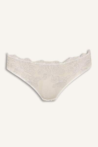 DeFacto Lace Detailed Brode Slip Ecru Panties H4453Ax26Sp