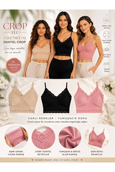 Gizem iç giyim 3-Piece Bustier Blouse Crop Top, Tissue Fabric, Soft Texture, ...