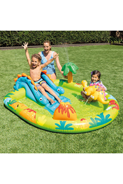 varioshop Piscina gonflabila copii VarioShop®, cu tobogan si fantana de apa, ...