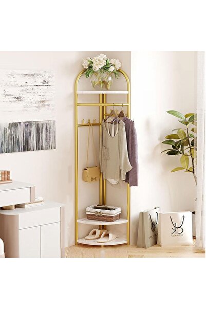 OEM Corner coat rack with wheels ZUBI, against the wall, metallic GOLD 51X34X160