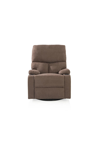 Midas Furniture كرسي استرخاء دوار من الكتان مقاس 79×97×102 سم باللون البني