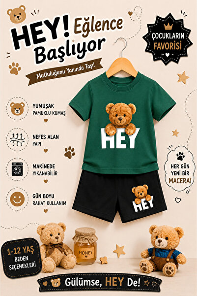 OVERMAX Heyy Printed Children's Set – T-Shirt & Shorts 2-Piece Combination | ...
