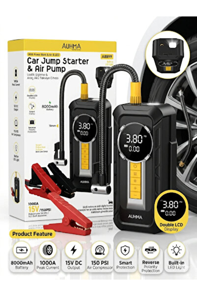 OEM AUHMA 4 in 1 Akü Takviye + Lastik Şişirme + Powerbank + Fener