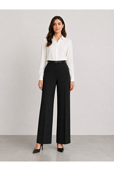 HAYAL COLLECTİON Hayal 28606-26 Women's High Waist Wide Leg Fabric Trousers C...