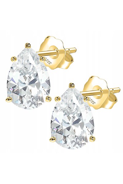 Larezo Cercei Din Argint 925 Placati Cu Aur, Model Lezka Woda Cu Cristal In F...