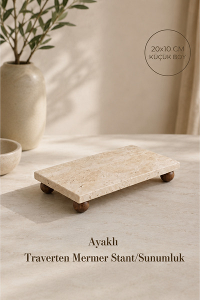 Hilamingo Home Ayaklı Traverten Mermer Stant/Sunumluk 20×10 cm