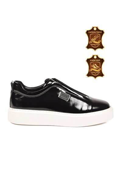 LUCIANO BELLINI Black Wrinkled Genuine Leather Memory Sole Men's Casual Shoes...