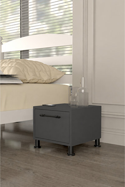 iyimi? Loft Komodin 40x40x34 cm Kapaklı Ahşap Görünümlü Komodin Endüstriyel M...