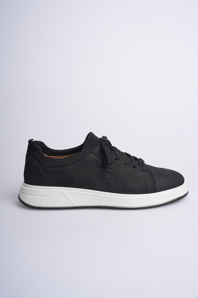 Fame Step Hakiki Deri Erkek Sneaker Ayakkabı Siyah Günlük Rahat Ortopedik Spo...
