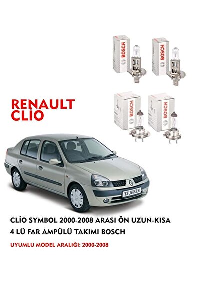 Bosch Clio Symbol 2007 Model Ön Uzun-kısa 4 Lü Far Ampülü Takımı