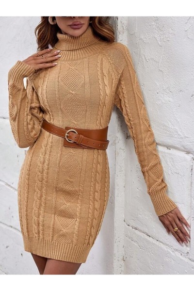 Iuliashop Rochie scurtă tricotată Sesona bej - L