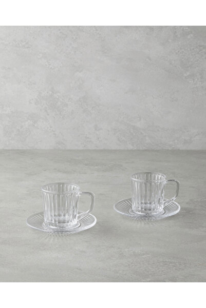 English Home Lucent Cam 4 Parça 2 Kişilik Kahve Fincan Takımı 102 ml Şeffaf