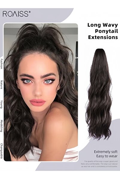 ROAISS Long Wavy Ponytail Extensions Mini Claw Clip Natural Ponytail Wig Hair...