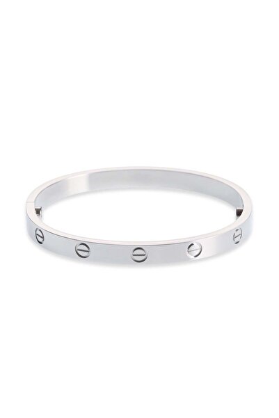 Pursehuit Brățară tip bangle, argintie, din oțel inoxidabil, placată cu aur d...
