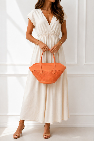 Bags Italia Elegant shopper bag with braided texture and long handles
