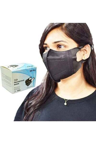 Gennext 3D Pro Protective Face Mask Pack Of 50 Full Black