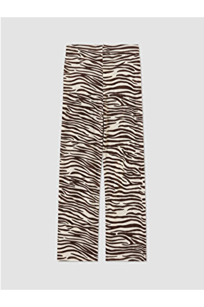 LC Waikiki New Season Brown Elastic Waist Leopard Patterned Women's Trousers