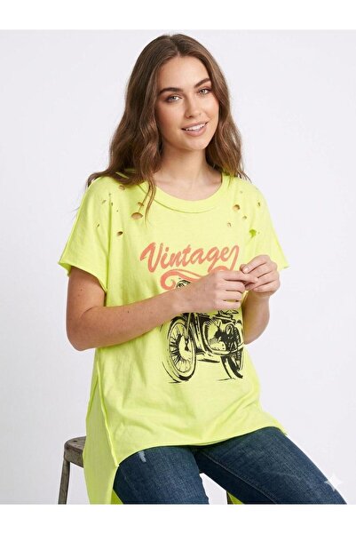 New London MOTOR DESENLİ SALAŞ KESİM T-SHIRT