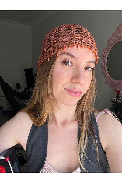 Liner Studio El Örgüsü İncili Bandana Saç Aksesuarı