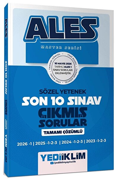 Yediiklim Yayınları ALES Master Serisi Sözel Yetenek Tamamı Çözümlü Son 10 Sı...