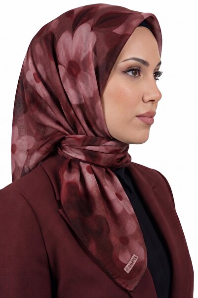 hadiora Women's Red Powder Floral Patterned Organic Cotton Soft Scarf