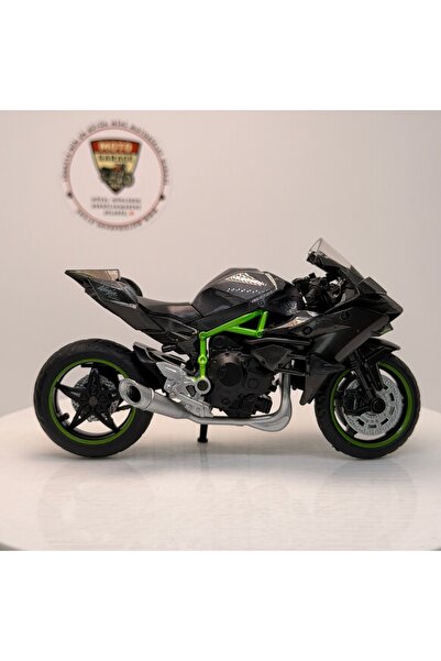 MSZ Kawasaki Ninja H2R 1:18 Ölçek (12cm) Diecast Model Motosiklet (Siyah/Yeşil)