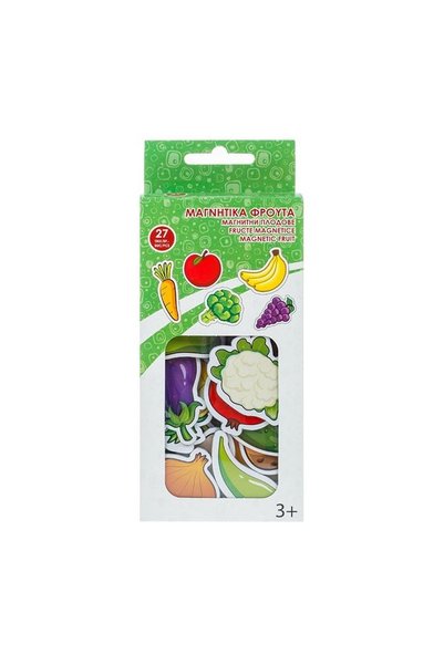 OEM Set magneți educativi pentru copii, 27bucăți, Fructe & Legume Din Carton Magnetice - 27buc, tablă magnetică, învățare prin joacă, imaginație