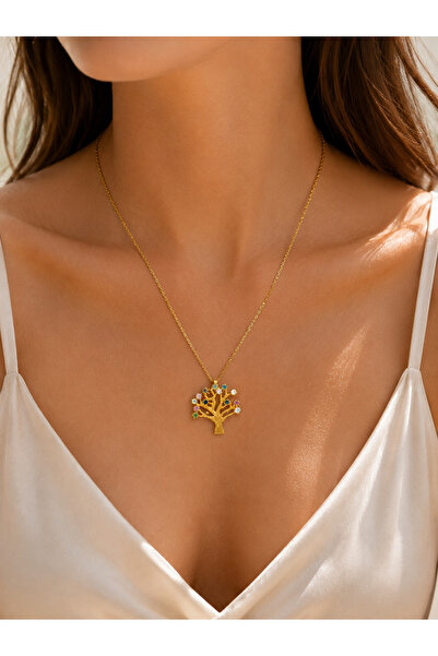 Zeynepli gold & jewelry 22 AYAR RENKLİ HAYAT AĞACI KOLYE