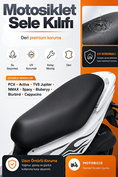 Motobros Husa de scaun din piele pentru motocicleta, husa scaunului motorului...