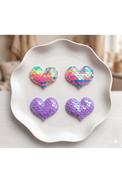 Jeevee Set of 4 Heart Sequin Sparkling Side Buckles for Children and Adults