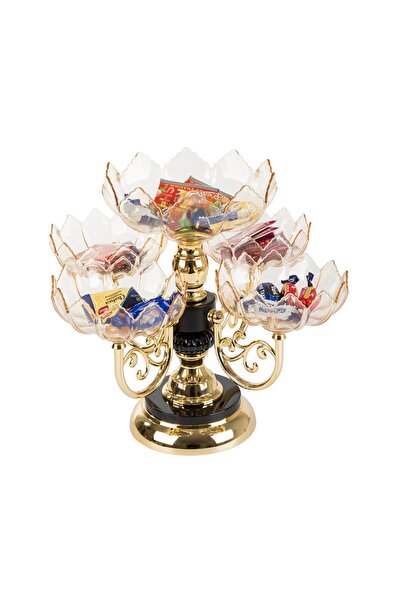 Ayawaska Rotating serving platter, flower-shaped, 5 compartments, for dried f...