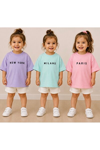 Melodikids Girl's Summer 3-Piece T-Shirt Set 100% Cotton