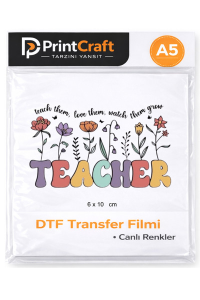 PRİNTCRAFT RENKLİ DÜŞLER ATÖLYESİ 6x10 cm Teacher Modeli Ütü ile Yapışan DTF ...