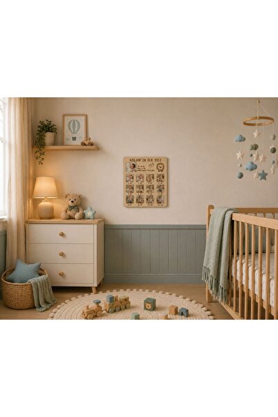 ArliaDesign Kişiye Özel İlk Yılım Ahşap Fotoğraf Çerçevesi - 12 Aylık Bebek Anı Panosu 3 MM MDF