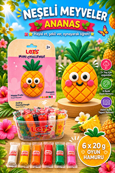 Lets Mini Challenge 5 Renk Neşeli Meyveler Ananas Oyun Hamuru 120g