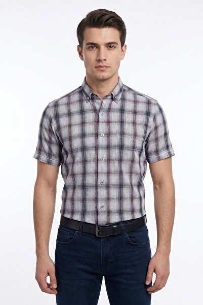rasstmen Men's Plaid Classic Single Pocket Short Sleeve Shirt Bgl-St05569