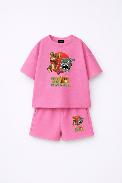 fasardi Super Bear Adventure Set pentru copii, 2 piese, tricou și pantaloni s...
