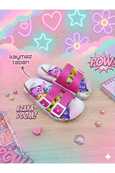 GEZER Yazlık Kaydırmaz Taban Iki Toka Kız Erkek Çocuk Terlik