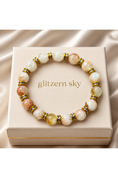 nss sky rock Quartz and Hematite Natural Stone Bracelet 8 mm Unisex Handmade ...