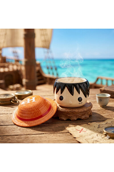 Livava One Piece Monkey D. Luffy Straw Hat Ceramic Mug with Lid as a Gift