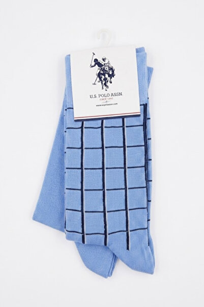 U.S. Polo Assn. Комплект от 2 броя светлосини и тъмносини карирани памучни чо...