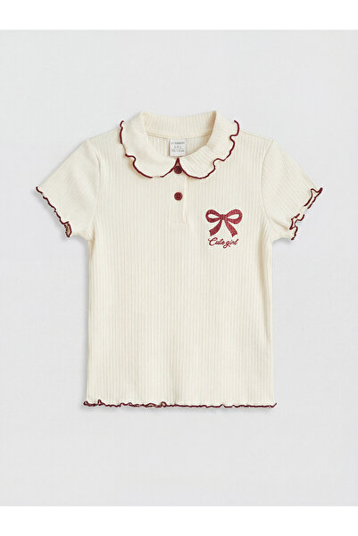 LC Waikiki Peak New Season Baby Collar Printed Girl's T-Shirt