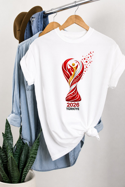 Auryne Jewelry Unisex Turkey World Cup Special Design T-Shirt 100% Organic Co...