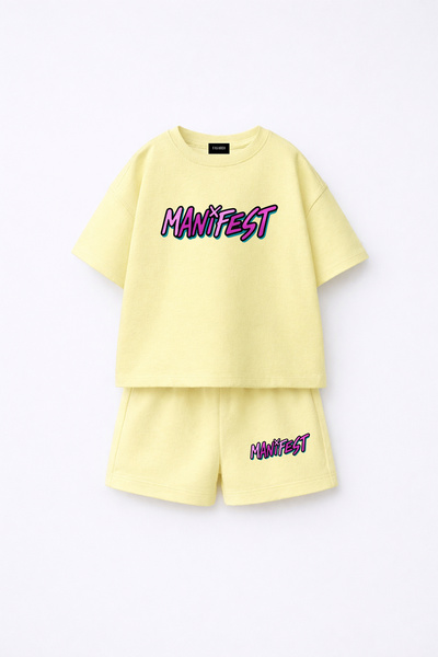 fasardi Set pentru copii din 2 piese, tricou și pantaloni scurți, cu logo Man...