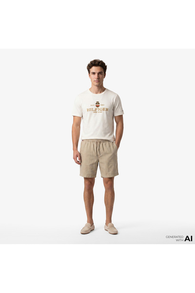 Tommy Hilfiger Seasonal Quality Men's Beige Linen Shorts