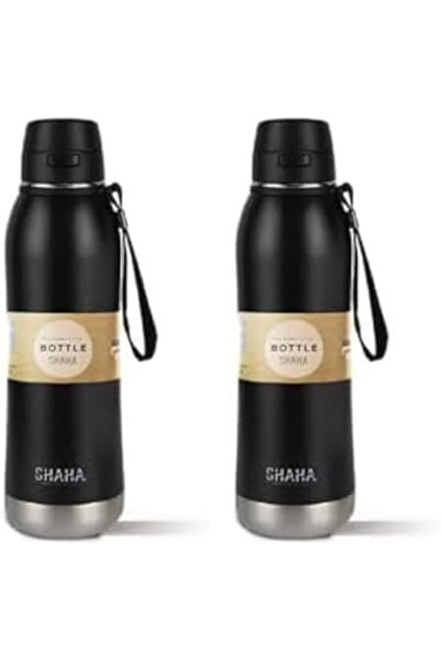 SHAHA Vacuum Flask, 800 ml, Black, Pack of 2