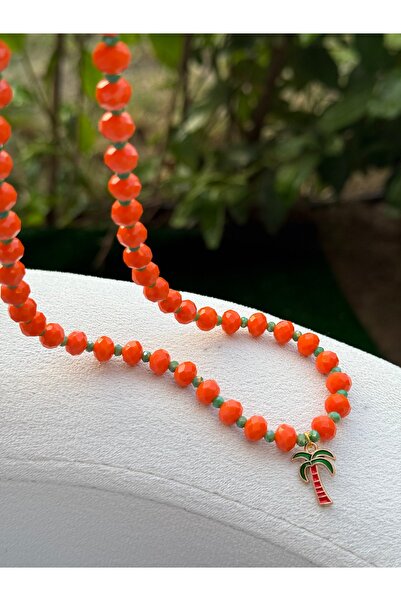 SLNSTYLE Kristal Bolivya renkli neon turuncu yeşil palmiye ağaç boncuklu kolye