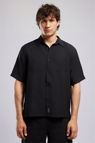Lee Cooper CLAY Erkek Regular Fit Kısa Kol Gömlek Siyah