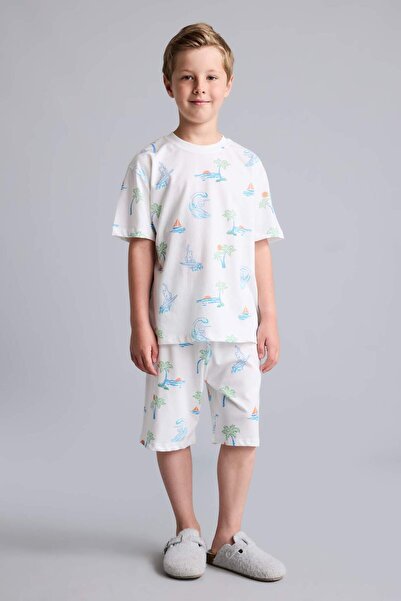 DeFacto Regular Fıt Desenli 2li Pijama Takımı Erkek Çocuk H5396A826HS